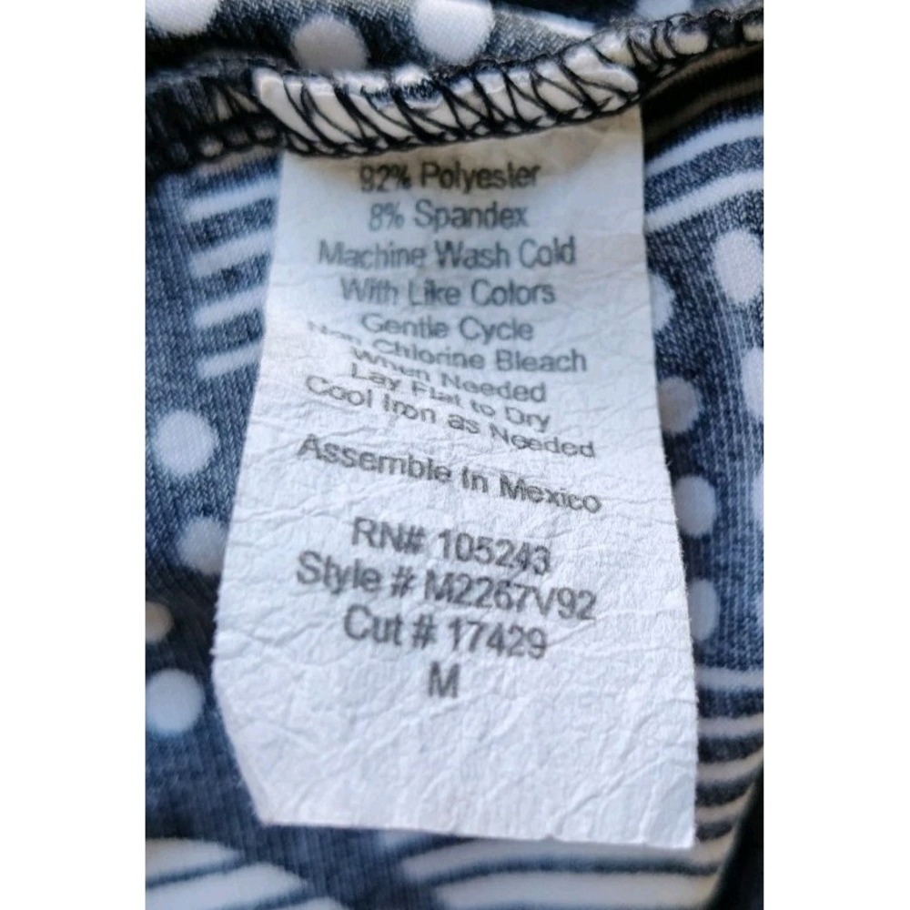Dressbarn Womens Blouse Black/White Geometric Design Short Sleeve Pullover Sz M - Picture 4 of 4